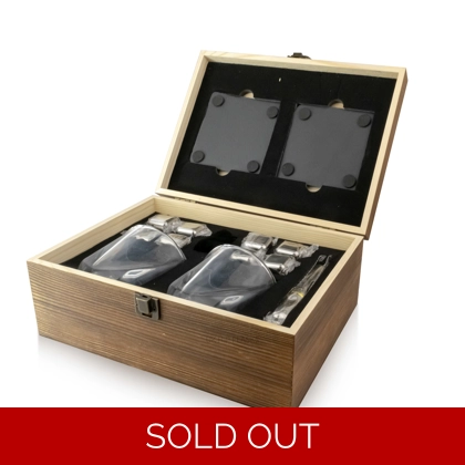 Whisky Glass & Coaster Gift Set with Stainless Steel Ice Cubes